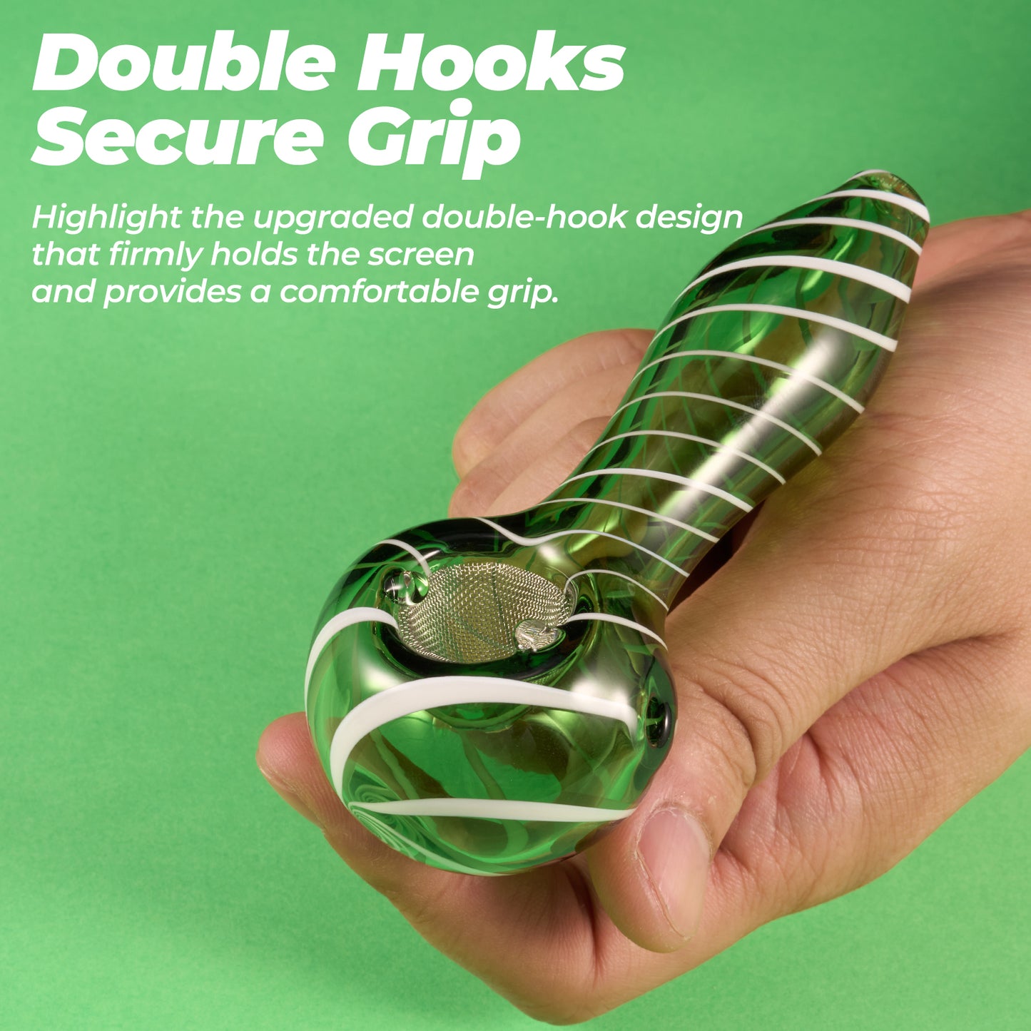 Striped Glass Pipe – Unique Design (Green)