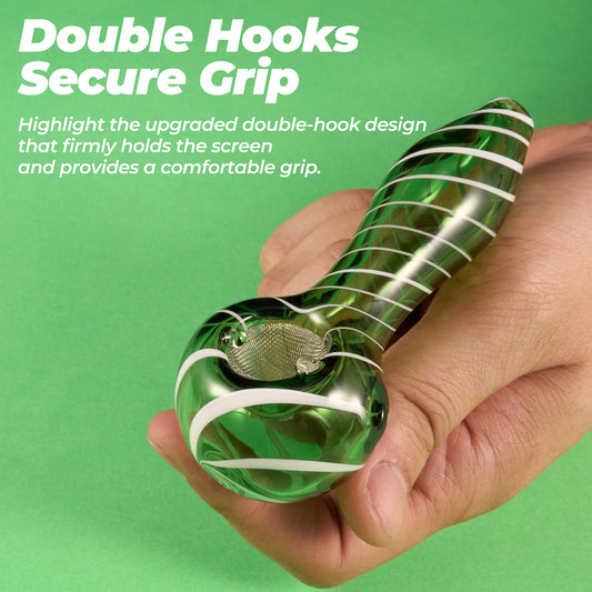 Striped Glass Pipe – Unique Design (Green)