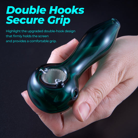 Double Hook Glass Pipe – Secure Grip (Green)