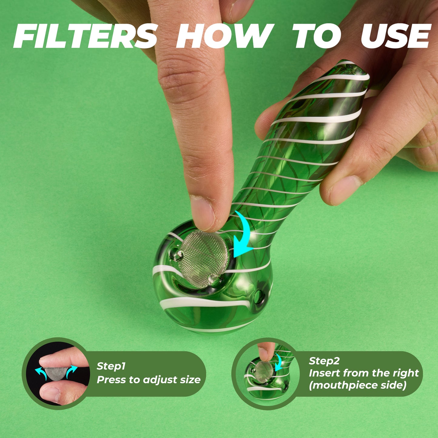 Striped Glass Pipe – Unique Design (Green)