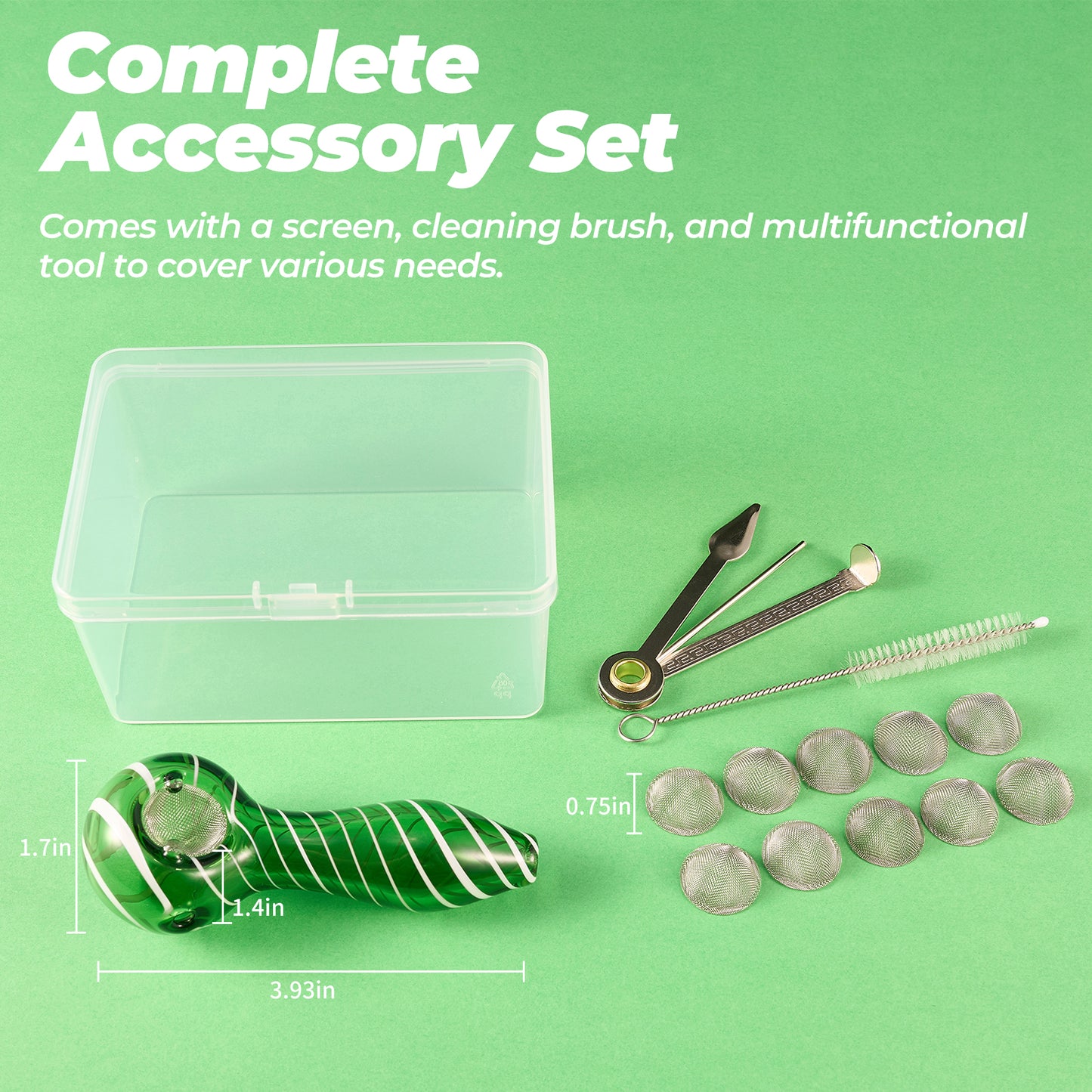 Striped Glass Pipe – Unique Design (Green)