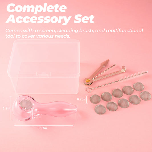 Handcrafted Glass Smoking Pipe(Pink)