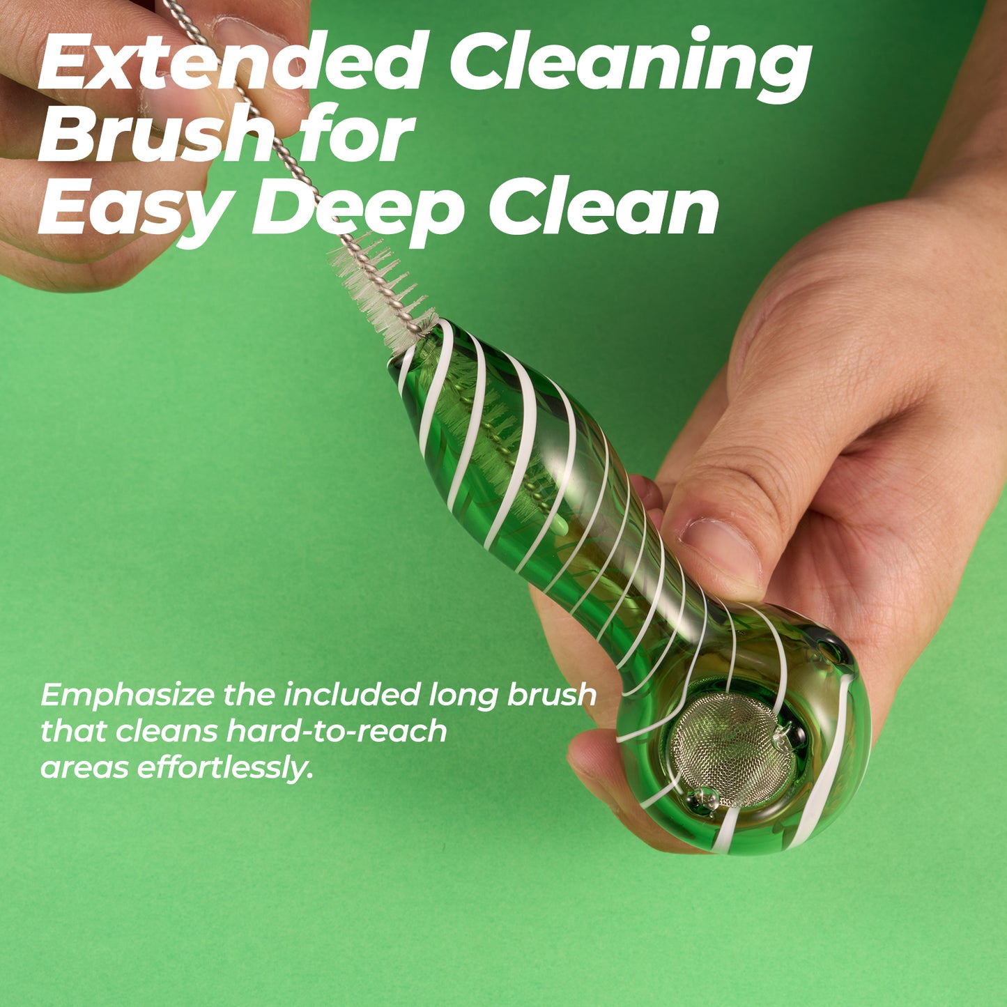 Striped Glass Pipe – Unique Design (Green)
