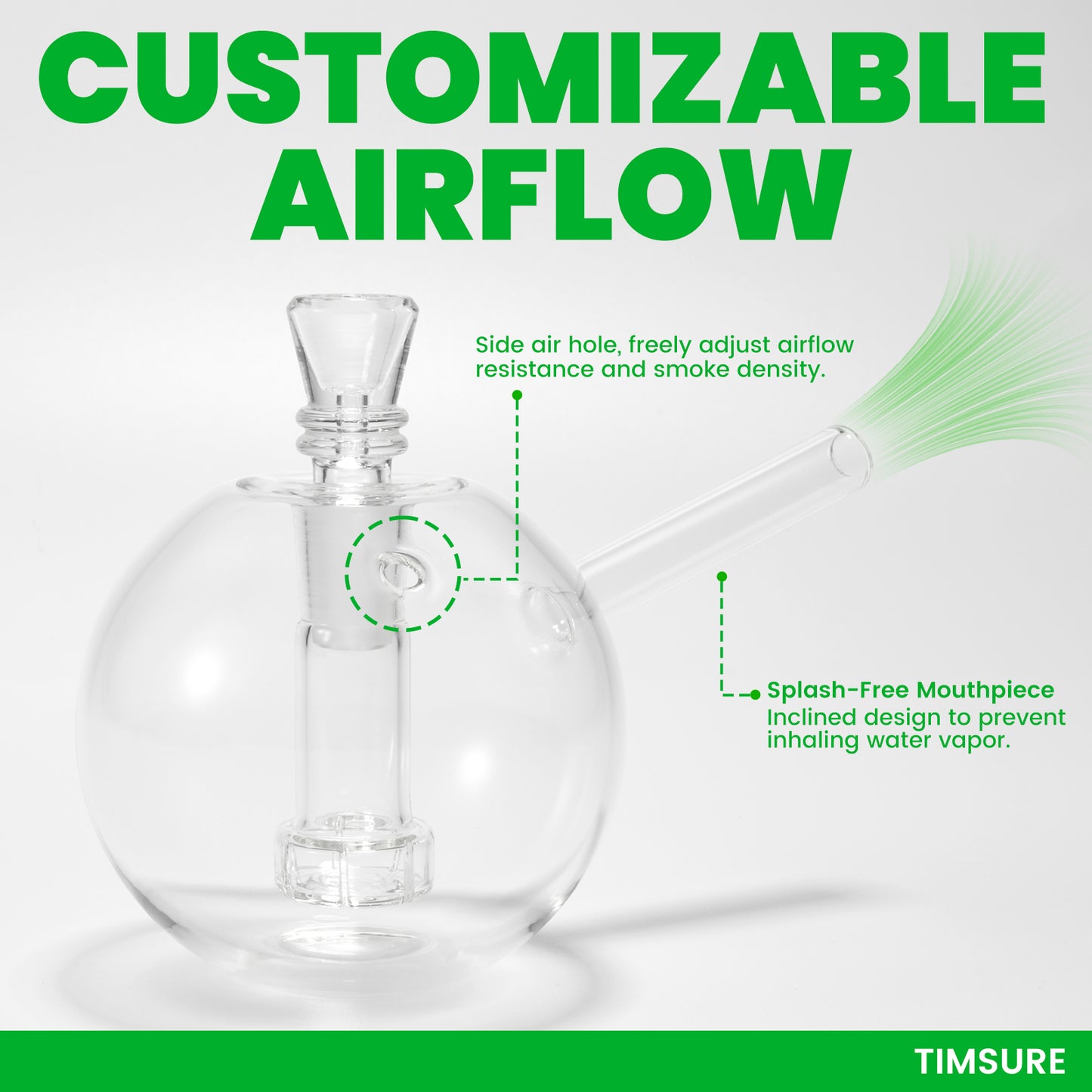 WANNTO Mini Bong – 10.3cm Clear Borosilicate Glass Bong with 8.5cm Water Chamber, 6cm Mouthpiece, 14.5mm Bowl x2 – Small Glass Rig for Water Pipe Smoking