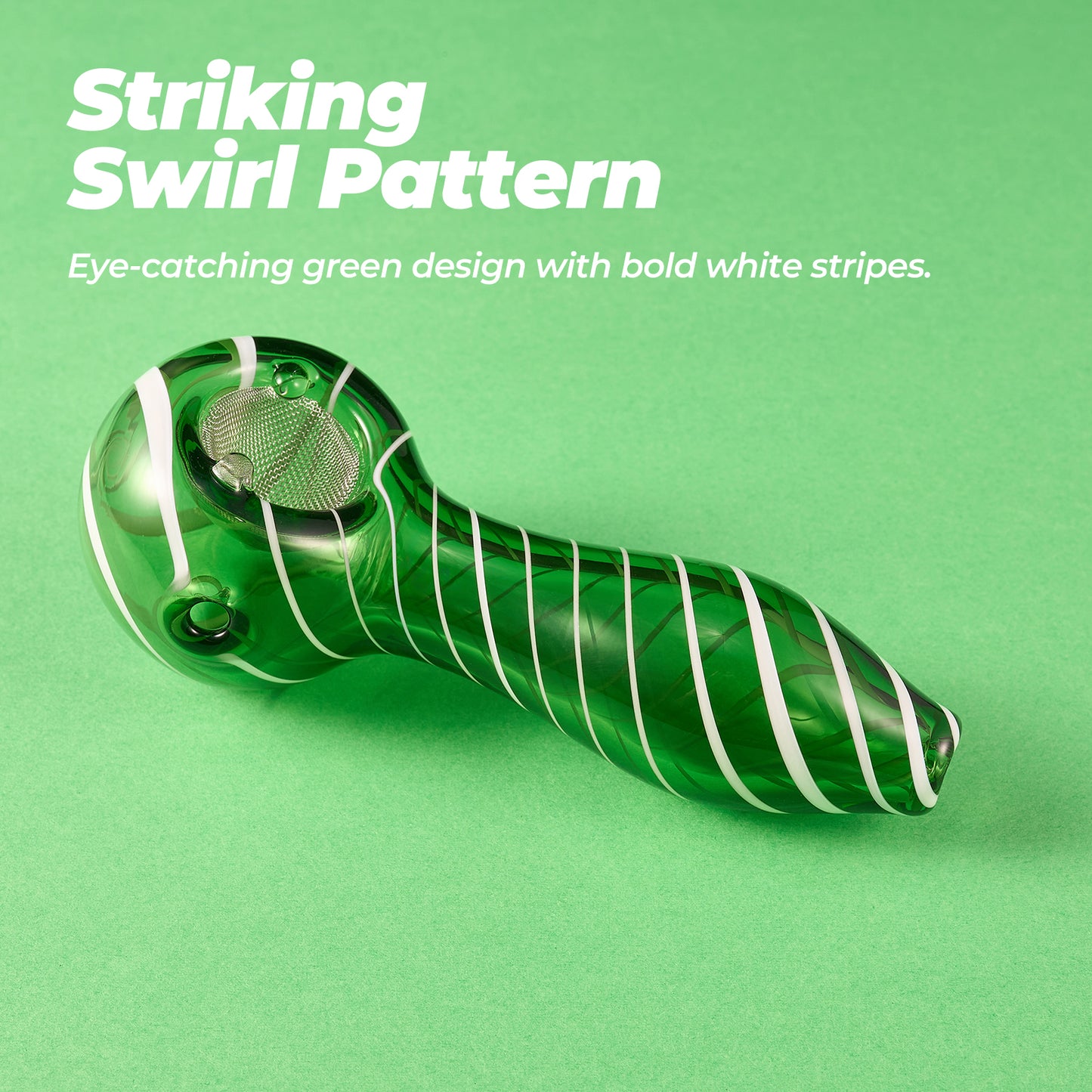 Striped Glass Pipe – Unique Design (Green)