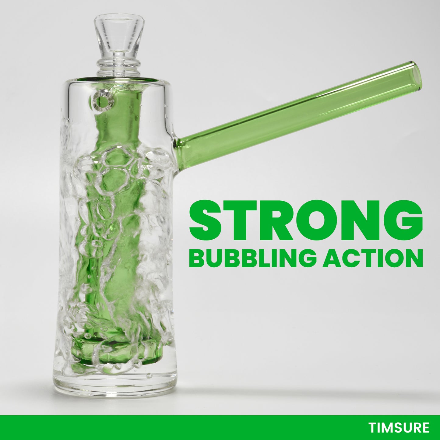 WANNTO Glass Bong 13.5 cm, Dual-Tone Borosilicate, 14 cm Wide, 9.5 cm Mouthpiece, 2×14.5 mm Bowls, Green Stem, Clear Chamber, Secure Packaging