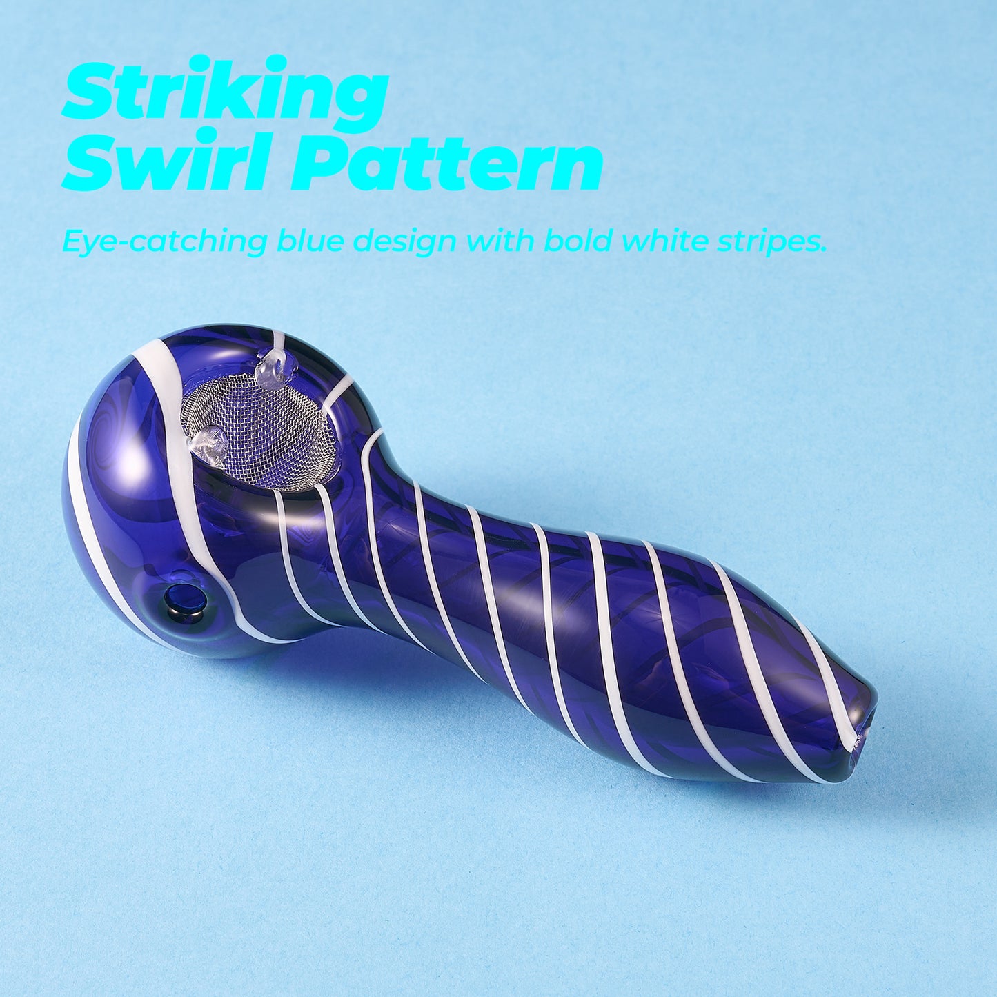 Striped Glass Pipe – Comfortable Hold (Blue)