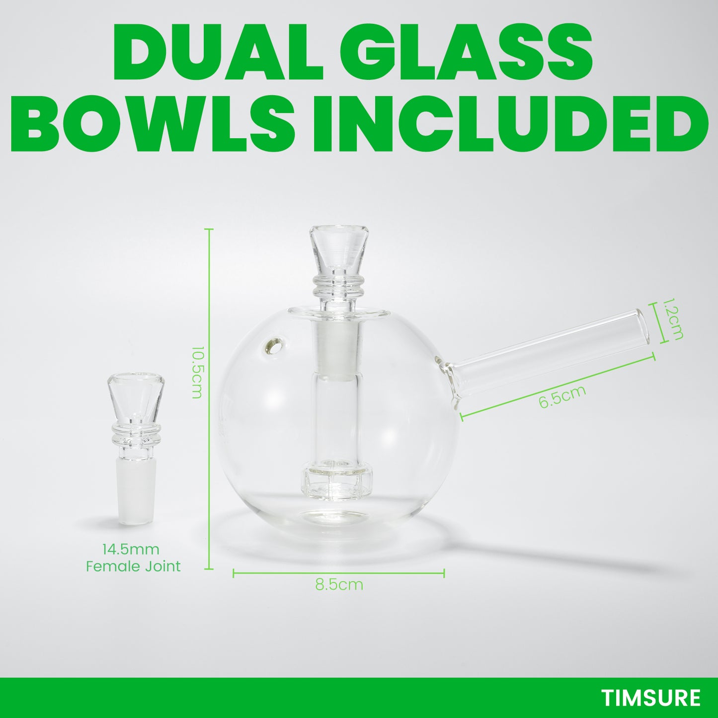 WANNTO Mini Bong – 10.3cm Clear Borosilicate Glass Bong with 8.5cm Water Chamber, 6cm Mouthpiece, 14.5mm Bowl x2 – Small Glass Rig for Water Pipe Smoking