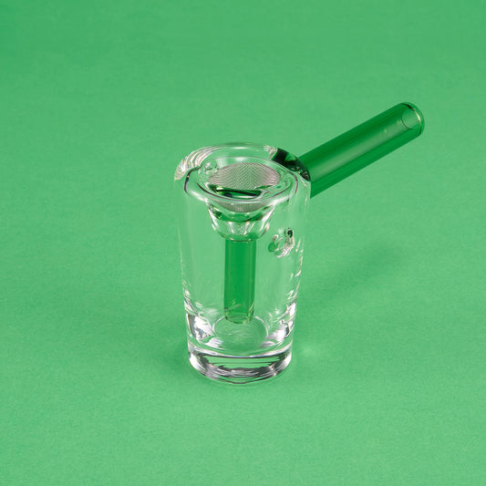 WANNTO 2-in-1 Pocket Glass Bubbler Pipe | Heat-Resistant Borosilicate Mini Bong & Dry Pipe | Side Airflow Control, Full Accessory Kit & Protective Case - Green