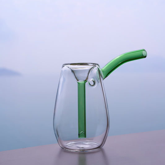 WANNTO Mini Borosilicate Glass Bubbler Pipe | Portable Water-Filtered Pipe | Side Airflow Control, Anti-Splash Mouthpiece & Full Accessory Kit - Green