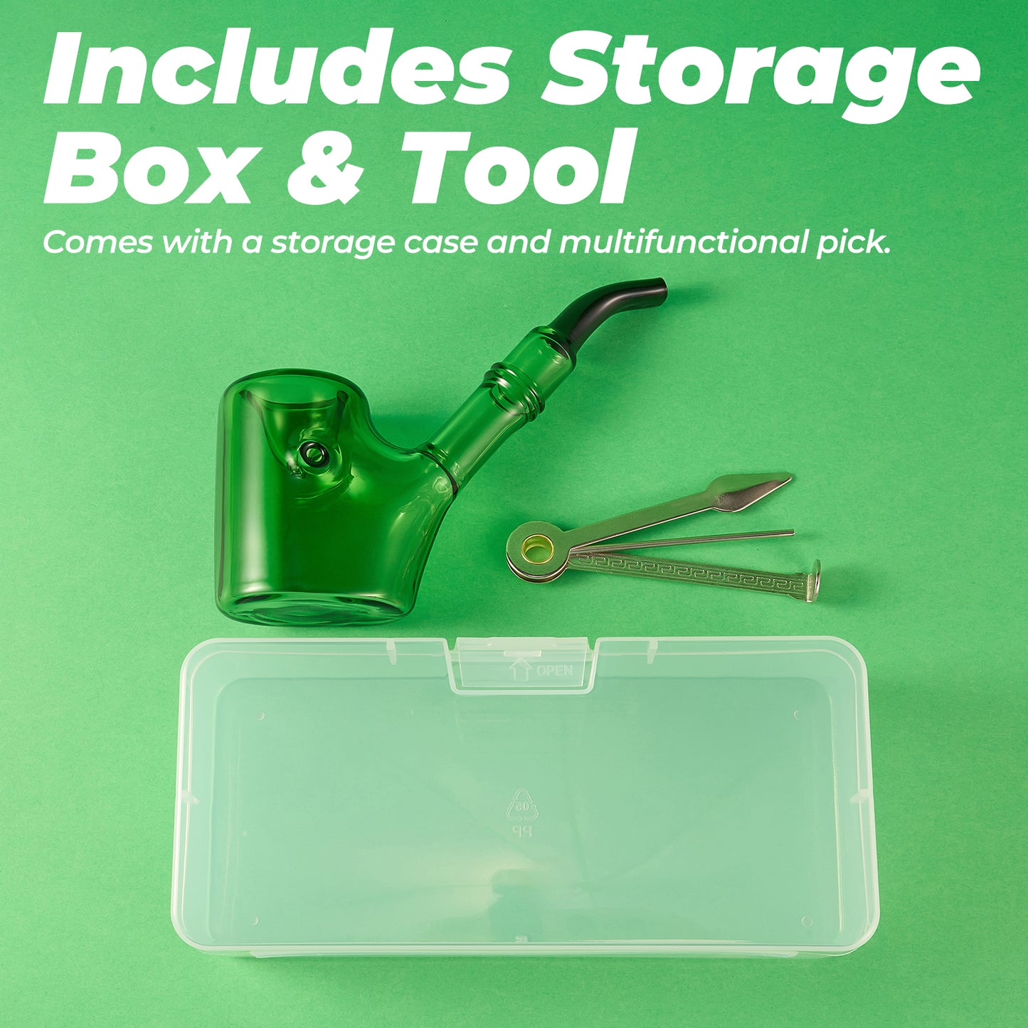 Transparent Green Glass Pipe – Large Bowl