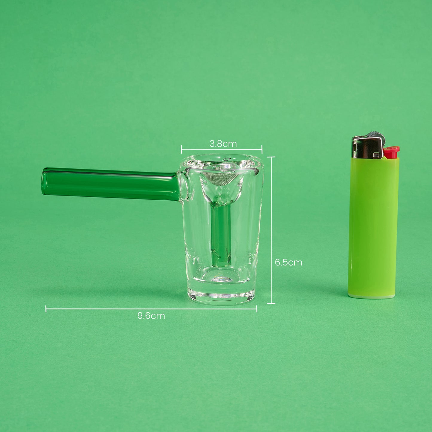 WANNTO 2-in-1 Pocket Glass Bubbler Pipe | Heat-Resistant Borosilicate Mini Bong & Dry Pipe | Side Airflow Control, Full Accessory Kit & Protective Case - Green